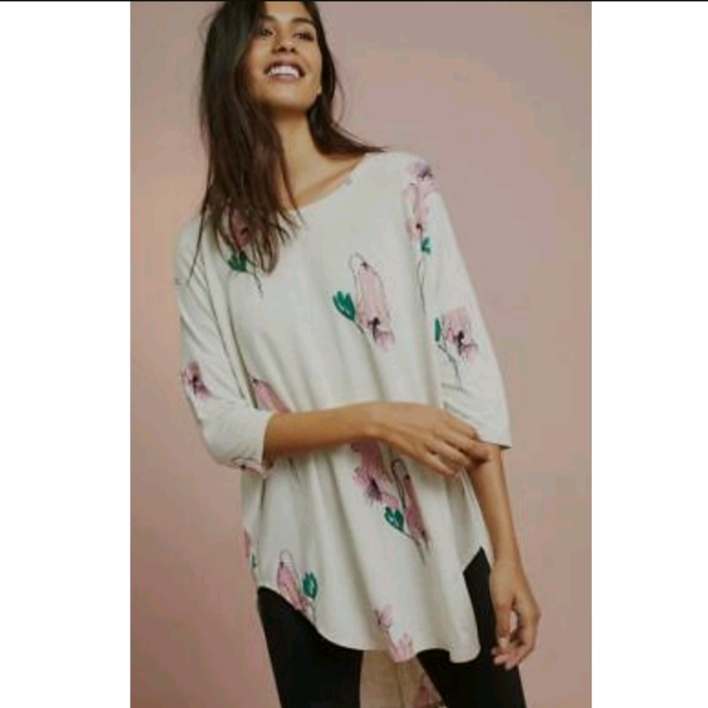 Anthropologie Floreat Oversized Floral Tee
